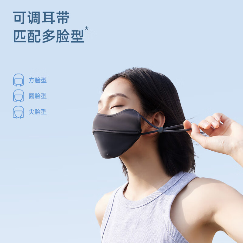 茉寻防晒护眼角口罩时尚透气护眼角冰丝面罩超薄凉感 黑色+灰色 无规格