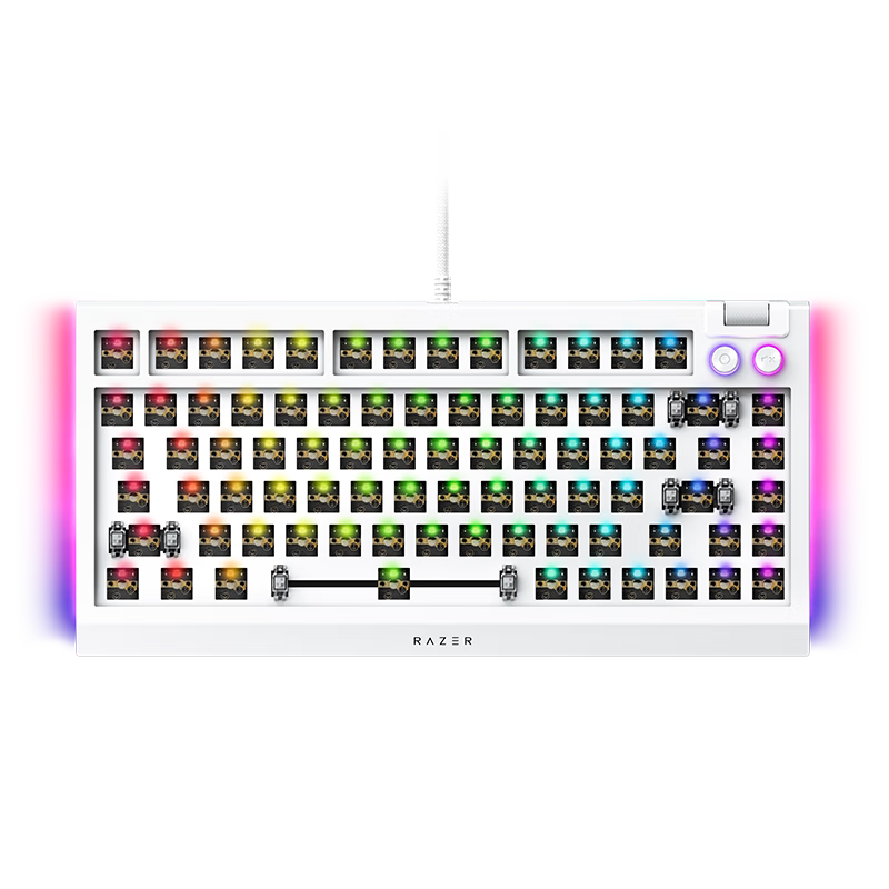 ���ߣ�Razer���ڹѸ�֩��V4 75%�׼���е���� �Ȳ�� GASKET�ṹ RGB�òʵ�Ч DIY���� ���ƻ� 81�� ��ɫ