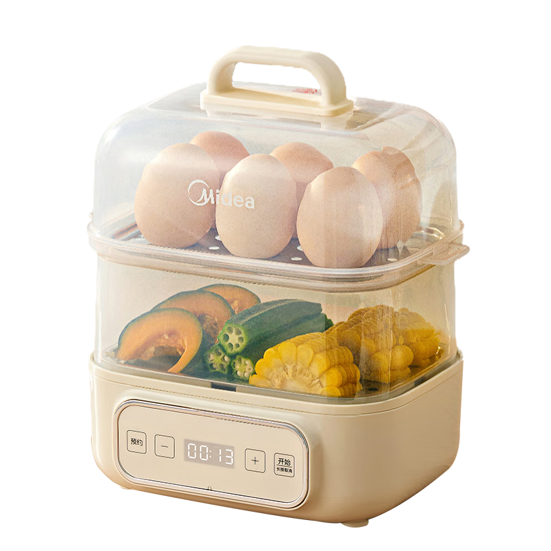美的（Midea）煮蛋器蒸蛋器双层家用迷你小蒸锅 早餐鸡蛋羹自动断电防干烧便携式家用MZ-ZDE2015D