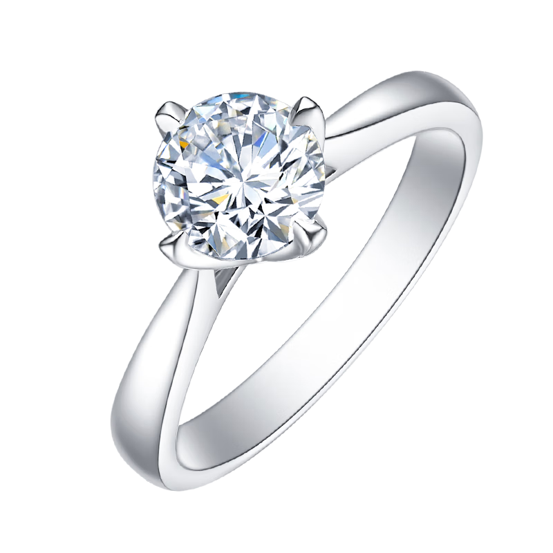 周百福鉆戒鉆石戒指女訂婚結婚求婚戒指四爪婚戒相守裸鉆定制情人節禮物 70IJ色SI 指圈號請直接備注或留言客服