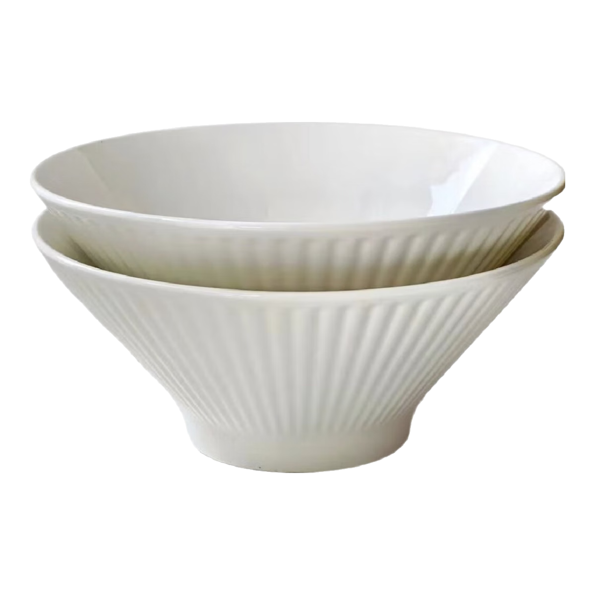 新款家用7英寸斗笠面碗釉下彩拉面碗高级感陶瓷吃面碗 纯白 7英寸 1个 斗笠碗