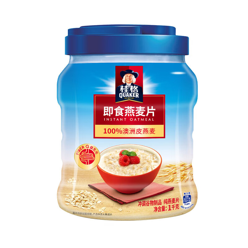 桂格（QUAKER）即食燕麦片罐装桶装经典原味燕麦营养谷物早餐代餐 1000g*1罐