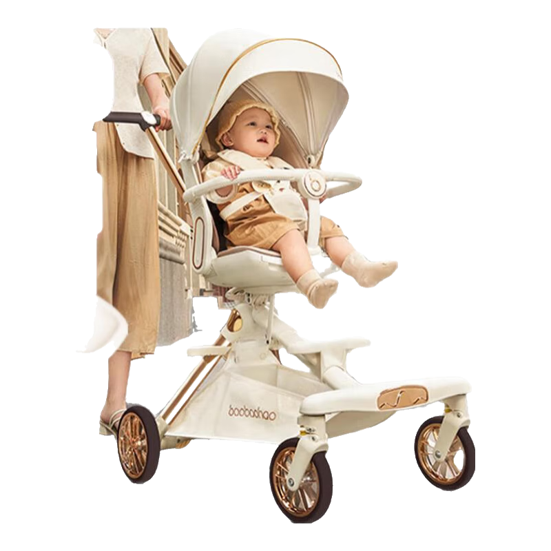 寶寶好V16遛娃神器雙向推行高景觀(guān)避震輕便可折疊可坐可平躺嬰兒手推車(chē) V16PLUS幻影白鉑金版+原裝餐盤(pán)