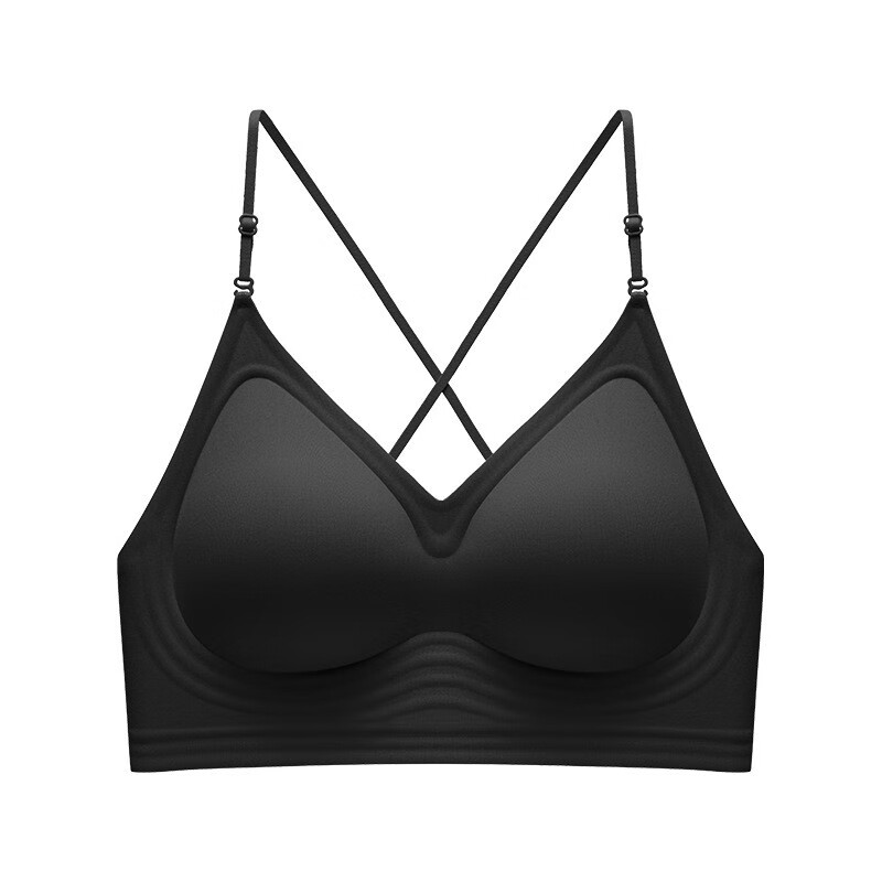 俞兆林无痕隐形美背内衣女小胸聚拢细肩带粉底液u型露背挂脖吊带文胸罩 WX8838 经典黑1件 L （36/80ABC 建议110-125斤）