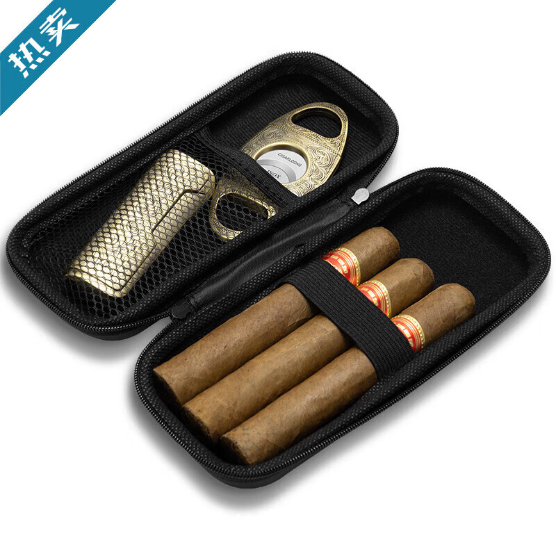 CIGARLOONG茄龙雪茄包便携随行网兜大空间可携带多种烟具CH-24DL2 雪茄包【不含雪茄、打火机、雪茄