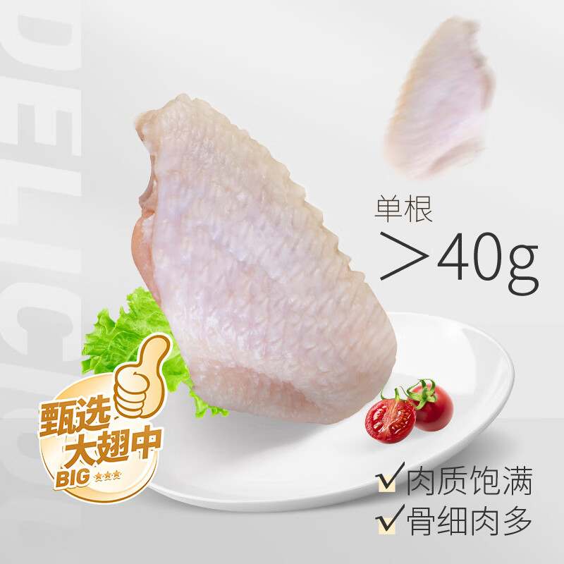 温氏鸡翅中1kg卤味烤肉烧烤食材鸡肉冷冻鸡中翅儿童奥尔良空气炸锅 鸡翅中1kg