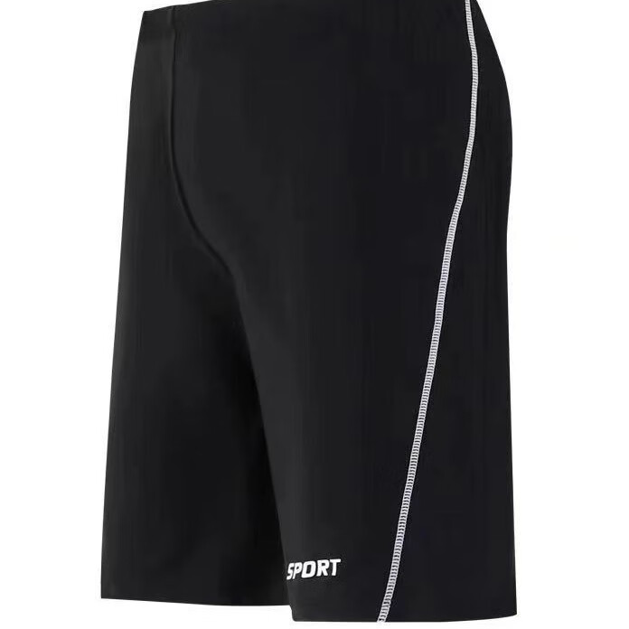 【精选直发】泳裤男防尴尬游泳裤新款纯色速干5分裤宽松款平角高 08-3灰(1条装) 4XL(140-160斤