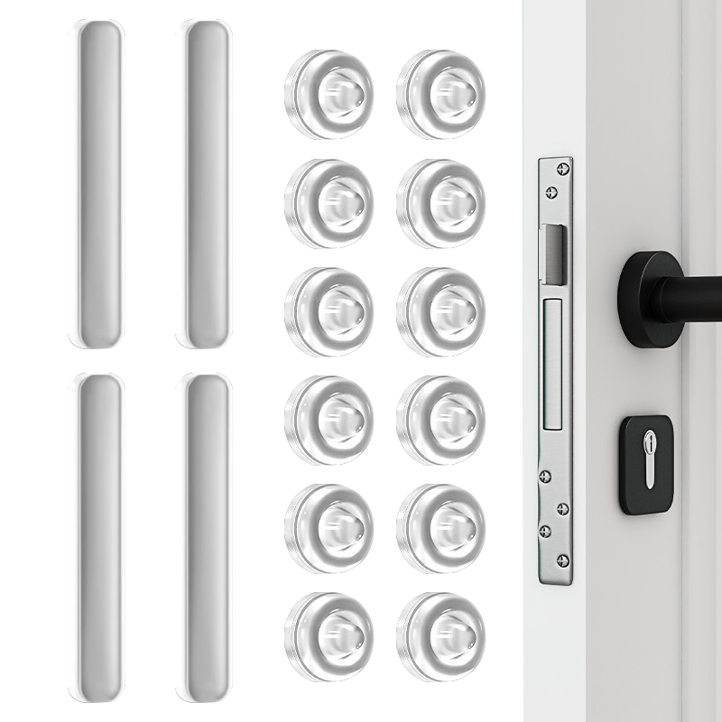 洁比世防撞贴软胶防撞条门把手防撞神器冰箱门后防碰撞透明颗粒组合装