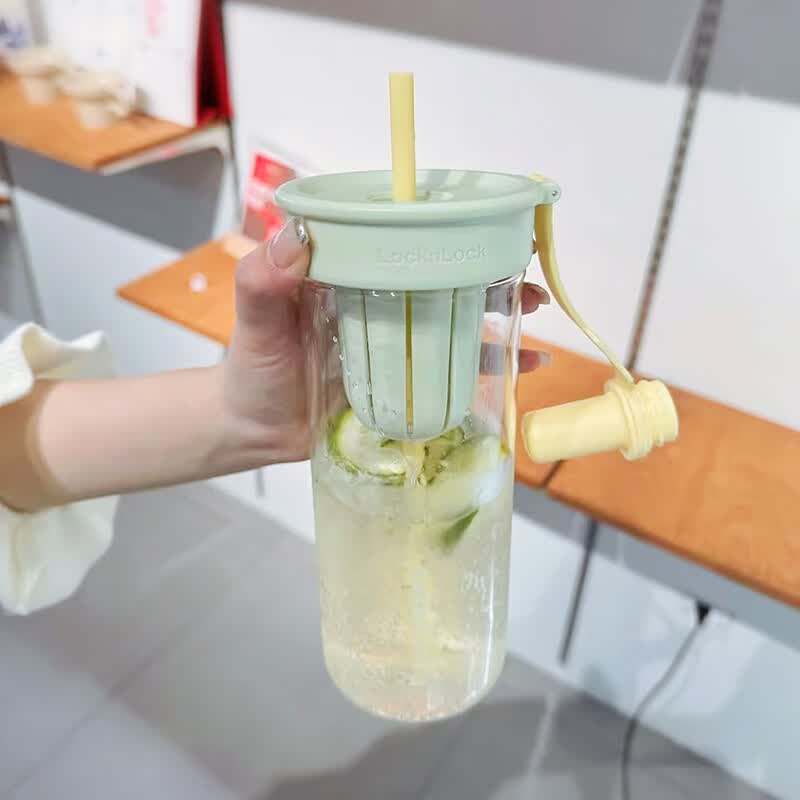 乐扣乐扣(LOCK&LOCK)奶茶杯塑料杯吸管杯便携水杯女果汁咖啡杯720ML 只此青绿