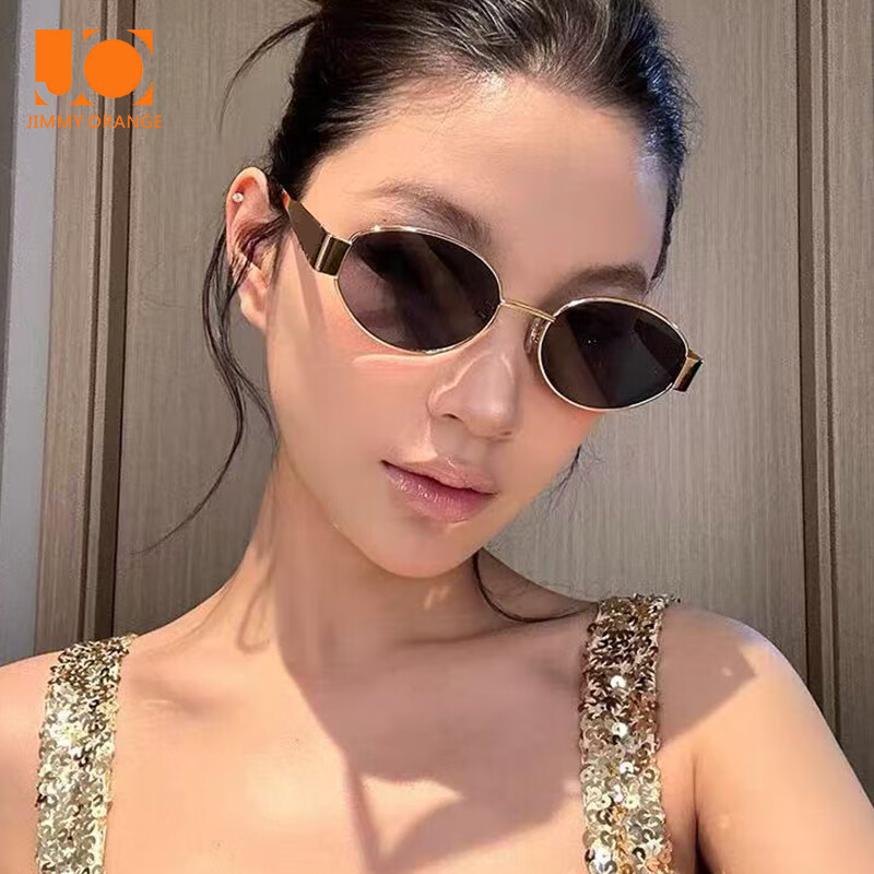Jimmy Orange偏光复古老钱风椭圆形墨镜女款防晒高级感小框港风男太阳眼镜开学