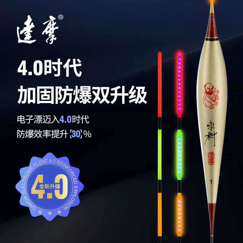 達摩浮漂新款DL09咬鉤變色夜光漂帶殼蘆葦高靈敏鯽魚(yú)漂電子魚(yú)漂鯉魚(yú)漂 【新品】DL-14【鰱鳙】不變色 1號