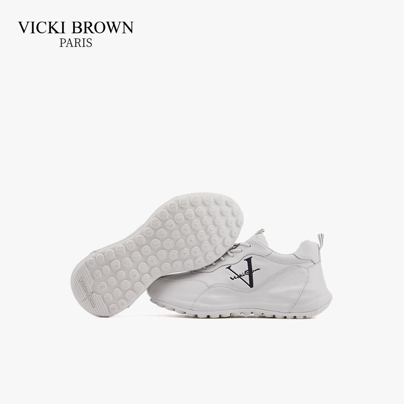 未毕(VICKI BROWN)法国品牌VB男鞋【法奢系列】舒适透气皮鞋男防滑休闲鞋包底老爹鞋 白色 38