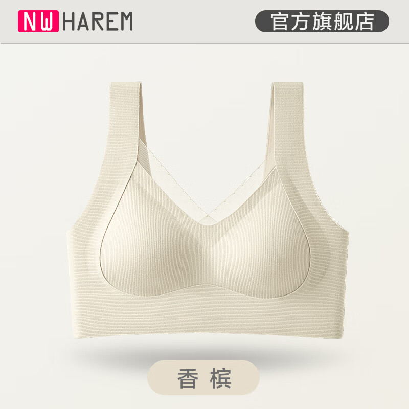 NW HAREM无痕提拉内衣女聚拢文胸收副乳防下垂上托软支撑秋冬季调整型胸罩 香槟 2XL 码【推荐体重145-165斤】