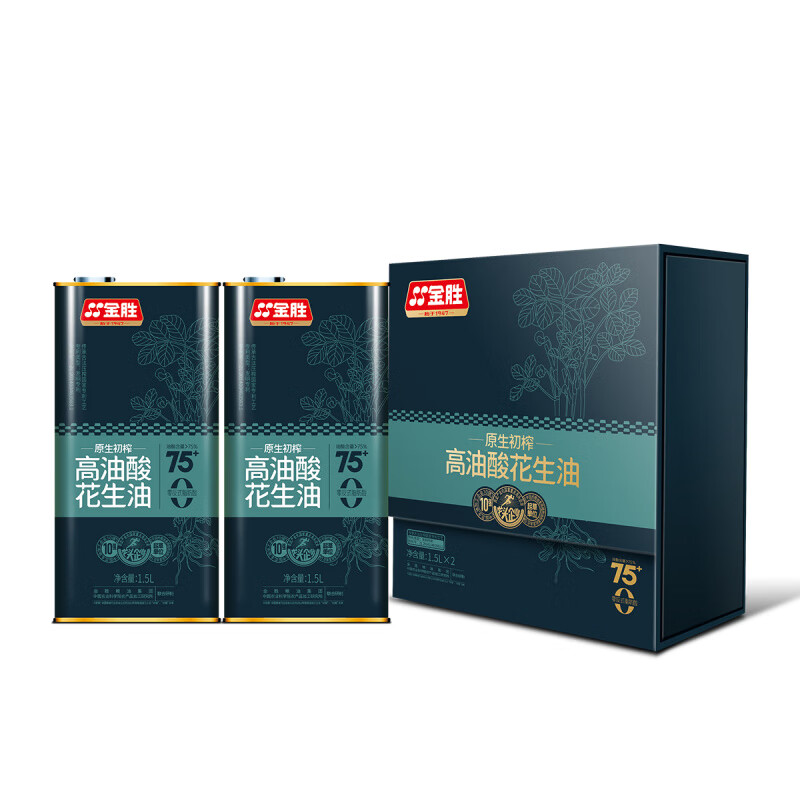金勝高油酸花生油原生初榨高油酸花生油1.5Lx2罐禮盒款