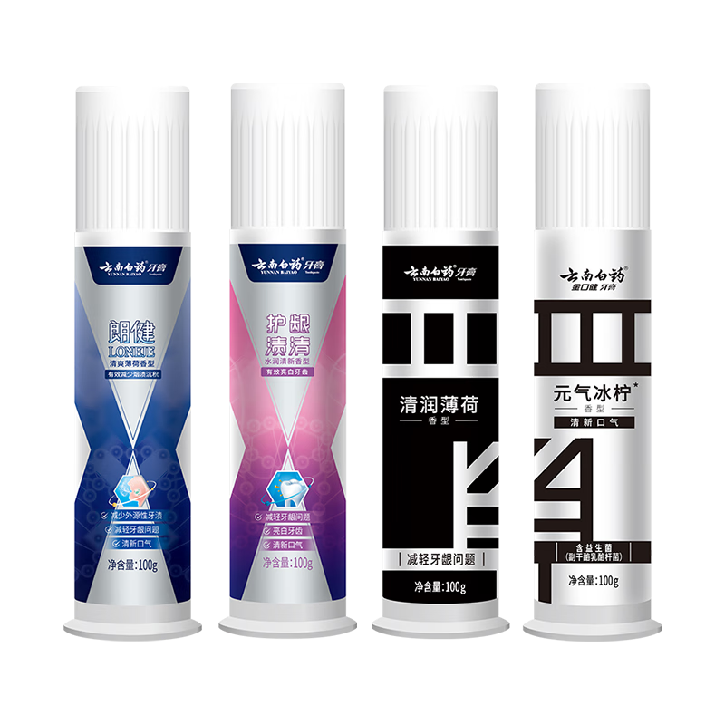 云南白药泵式牙膏 全新升级 祛渍亮白 清新口气 护龈4支装400g*1