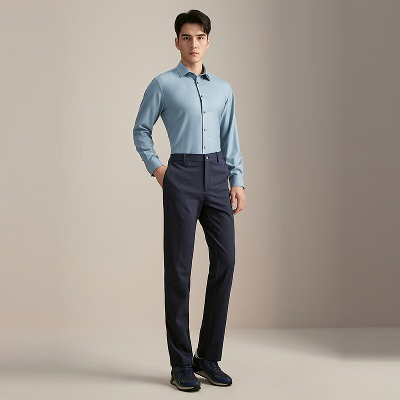 雅戈尔衬衫男士2025秋冬青年男长袖衬衫YLQW115691HBA【商场同款】 蓝色提花YLQW115691HBA 41 （175/96A）