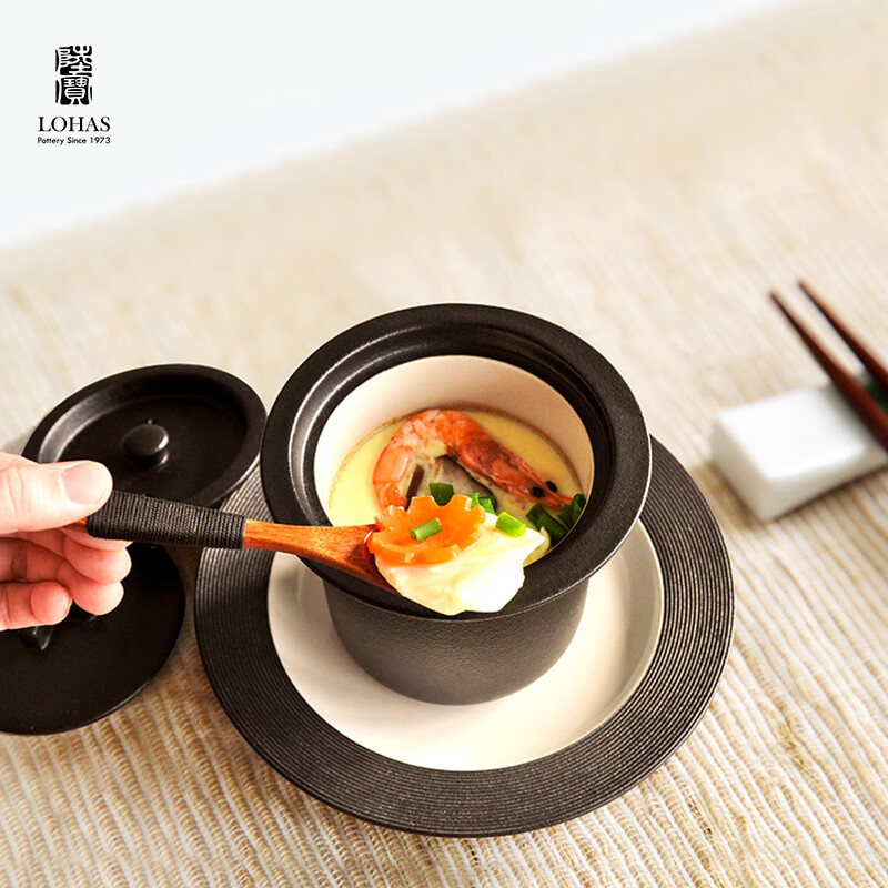 陆宝家用健康陶瓷炖盅隔水带盖十字炖罐400ml 给宝宝蒸蛋煲汤燕窝盅 富贵红 400ml