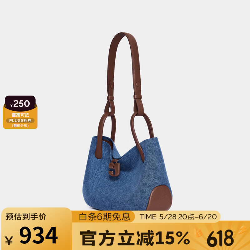 古良吉吉KUNOGIGI豬豬hobo包包女小眾原創(chuàng)牛仔單肩斜挎包秋 復(fù)古牛仔色 中包