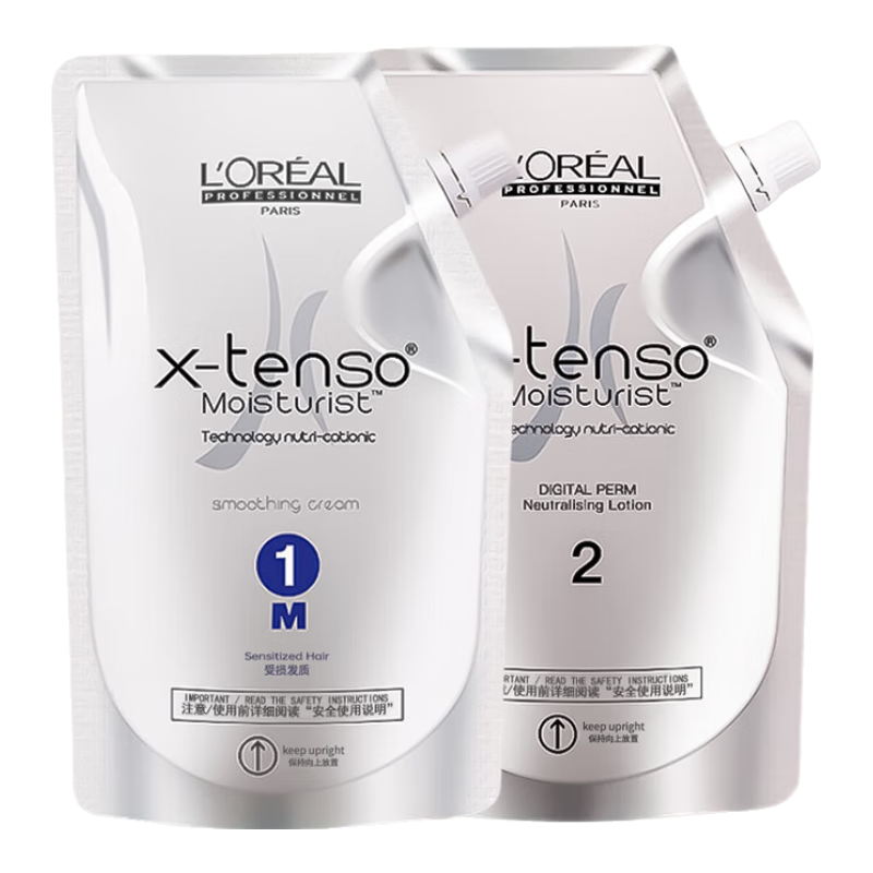 歐萊雅（LOREAL）直發(fā)膏燙發(fā)藥水軟化劑定型劑免夾免拉家用卷發(fā)拉直膏離子燙理發(fā)店 【受損發(fā)質(zhì)】卷發(fā)燙M 400ml*2瓶