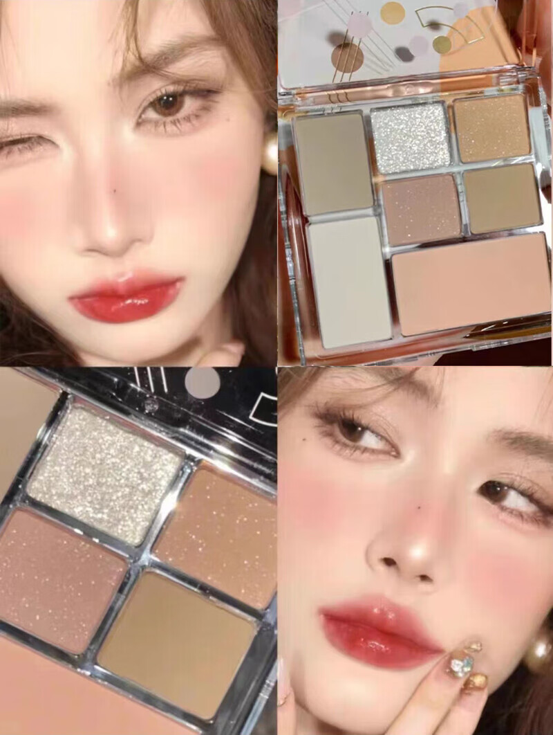 透明七色眼影盘大地色珠光哑光彩妆眼影初学者眼影