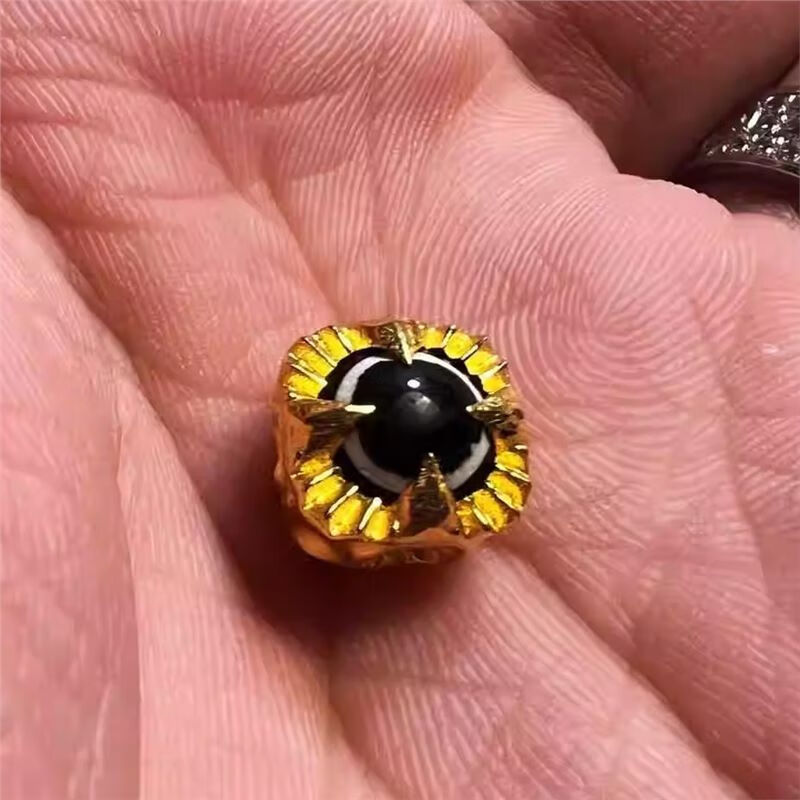 藏式黄金魔瞳鬼眼天珠单珠顶珠散珠背云配饰星月猴头手串diy配饰 单个：10mm