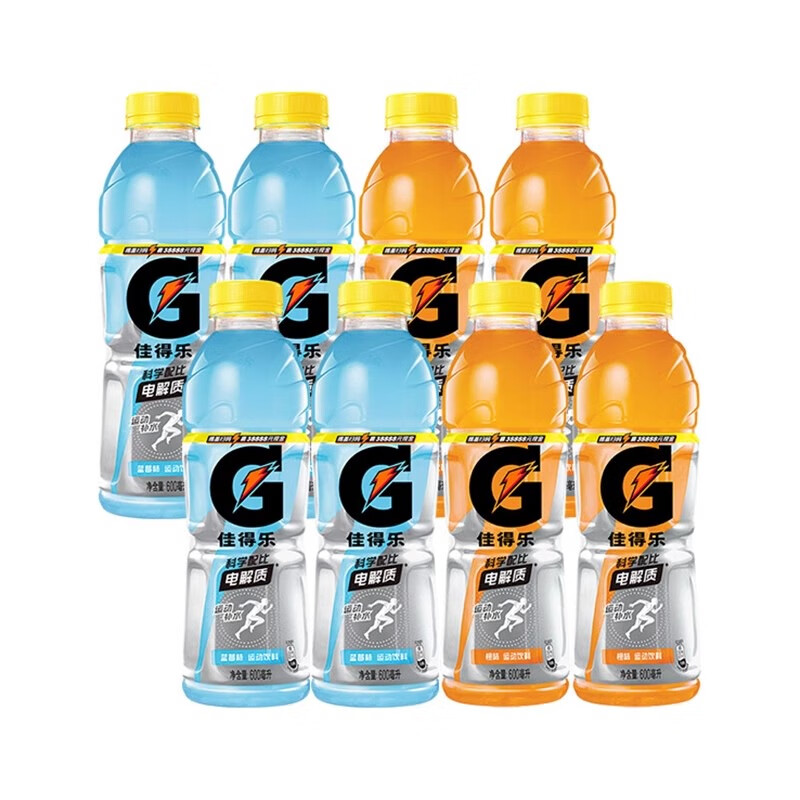 百事可樂 Gatorade佳得樂電解質(zhì)飲料藍(lán)莓橙味冰檸西柚紅柚功能飲料600ml8 佳得樂PET600ml*8橙味4+藍(lán)莓4