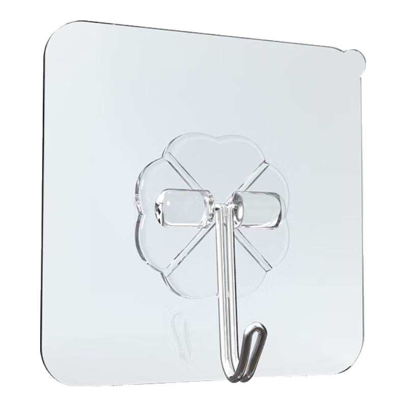 Jepoo强力粘钩无痕挂钩免钉粘胶厨房浴室创意吸盘粘贴壁挂钩子 10个装（透明款）