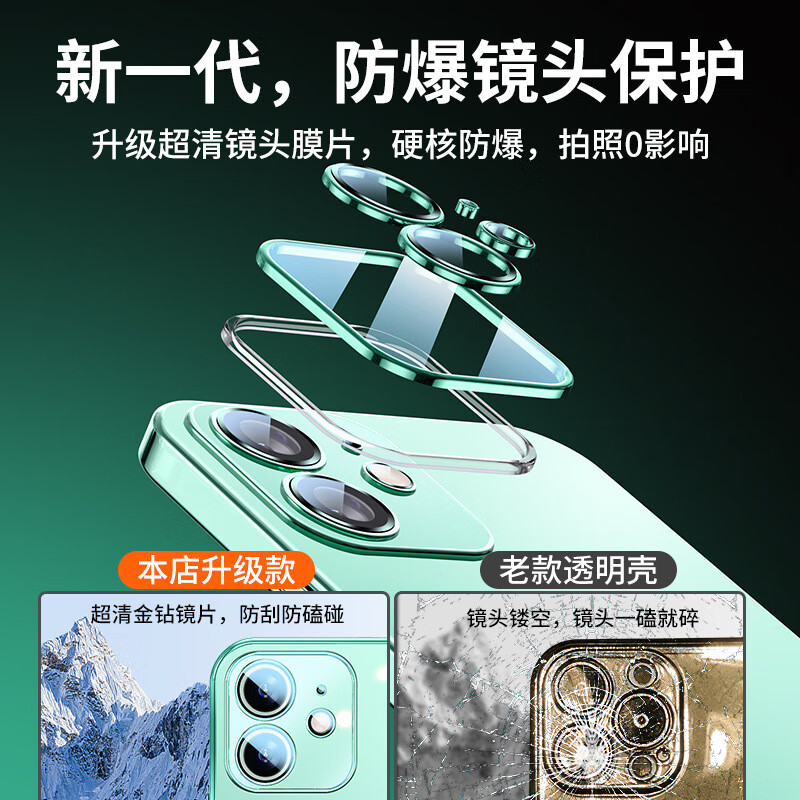 【甄选】适用iphone15手机壳tpu电镀自带镜头膜X苹果14promax软壳 粉色 iphone7/8