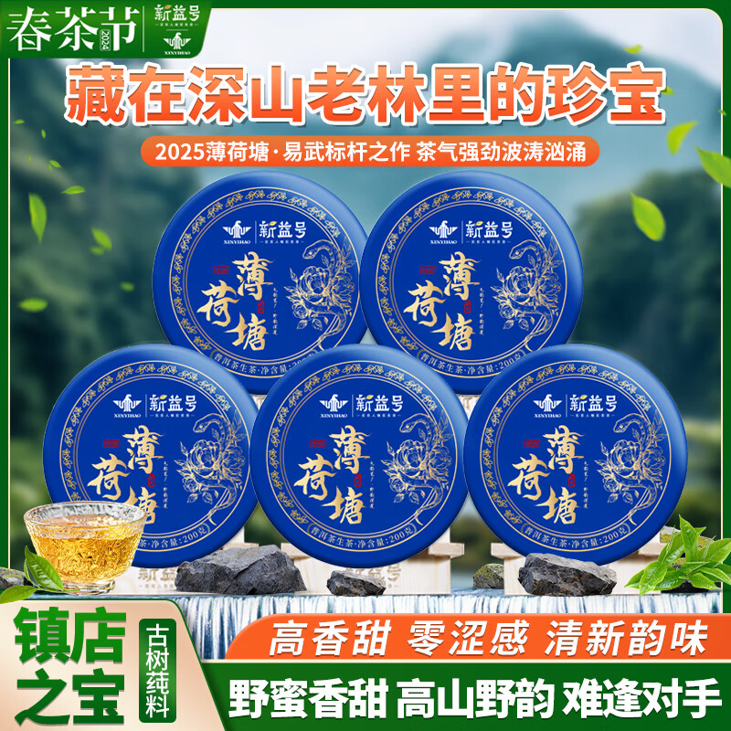新益號薄荷塘普洱茶2024古樹普洱茶易武薄荷塘生茶 品質(zhì)好茶 200g/餅 【收到都說好】200g*5餅扎筍殼 200g