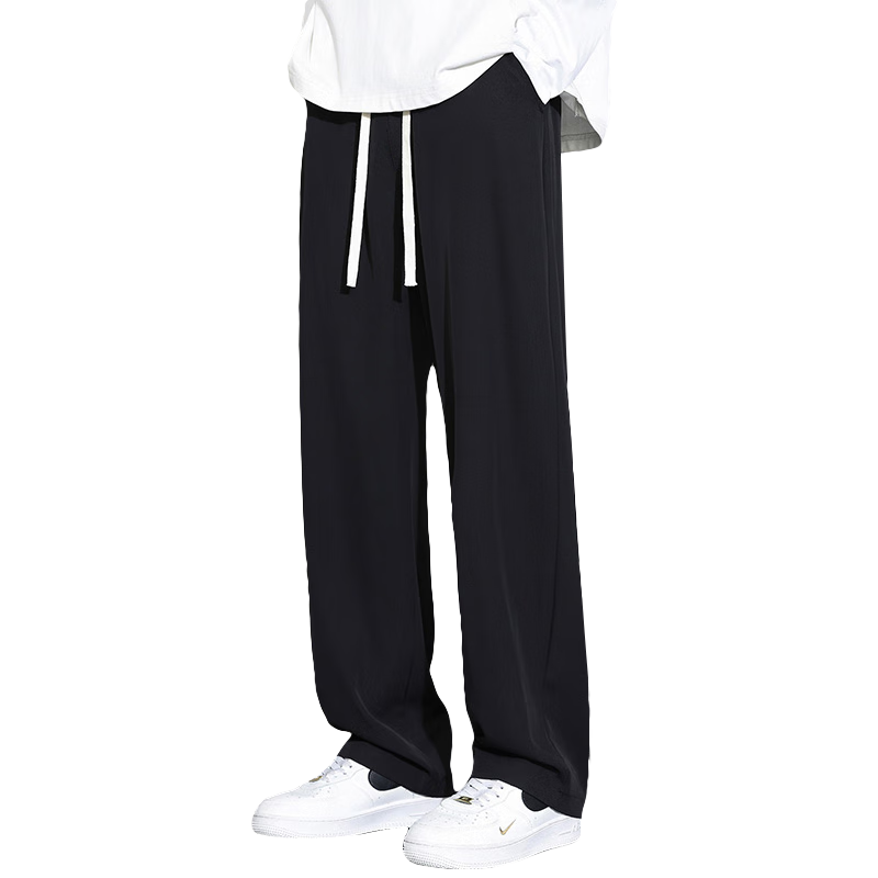 大嘴猴（paul frank）休闲裤男士宽松裤子男冬季运动卫裤男裤垂感阔腿裤 黑色 XL