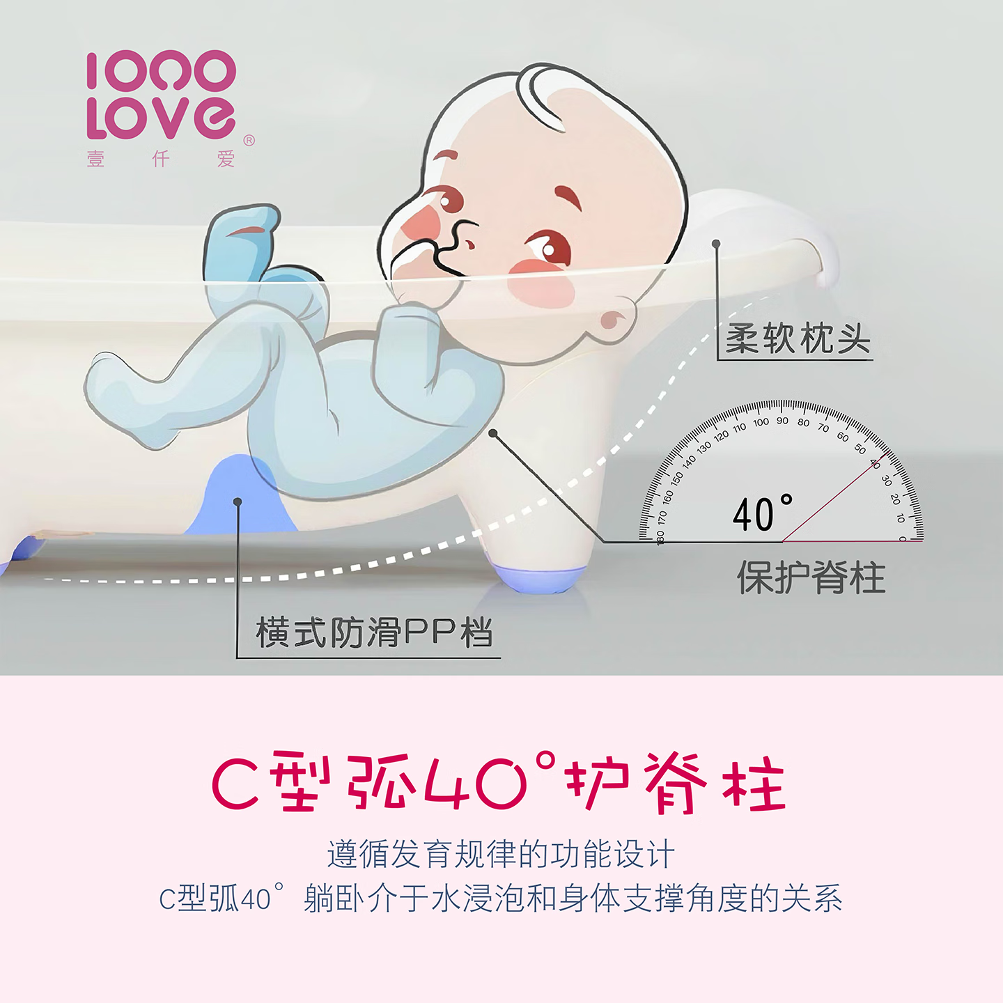 MYKODA可坐可躺婴儿洗澡盆儿童浴盆新生儿童用品宝宝洗澡浴盆神器 可坐可躺可防滑单浴盆【香草浴盆】