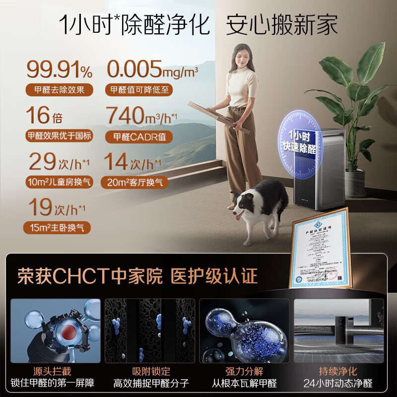 史密斯(A.O.SMITH)【国补不限区域】空气净化器Air Ultra全能黑魔方 除甲醛细菌流感病毒TVOC异味过敏原 KJ950F-D11