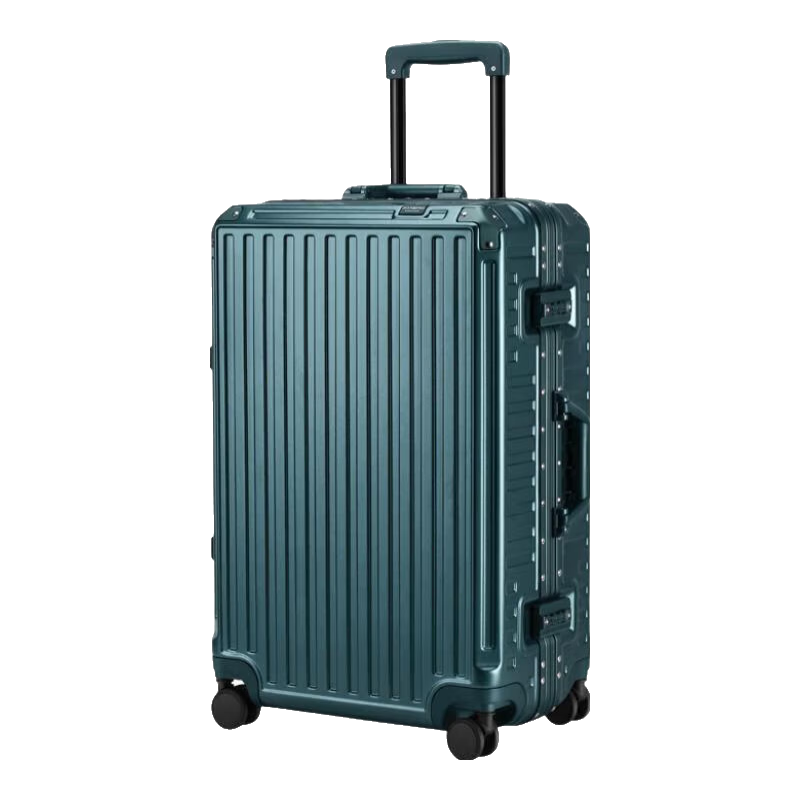 漫游大容量行李箱女PC铝框拉杆箱密码皮箱旅行箱万向轮男学生 橄榄绿 28英寸