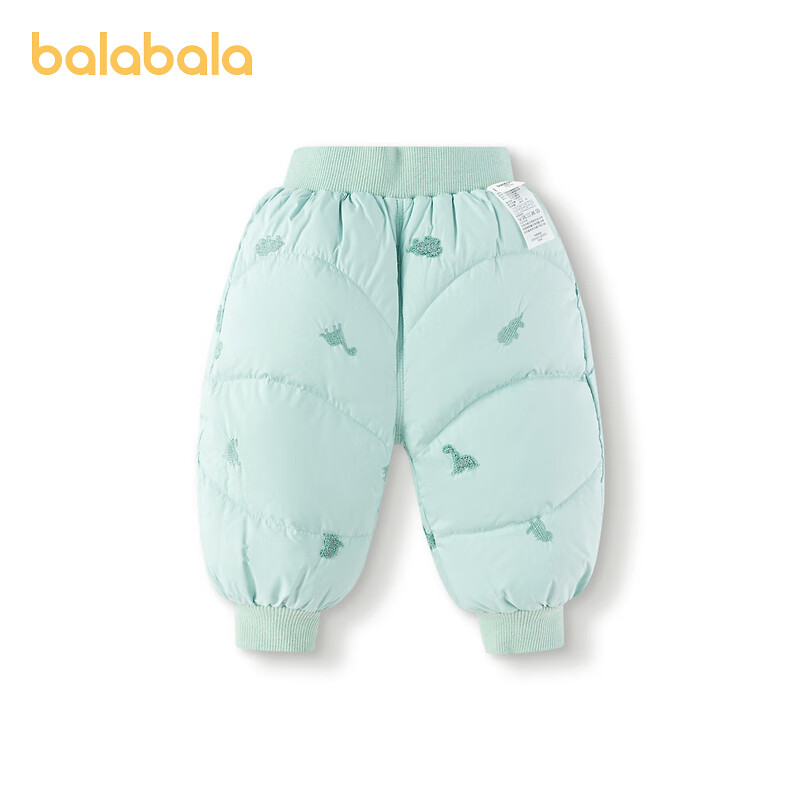巴拉巴拉【商场同款】婴儿羽绒裤男女童长裤保暖裤2024新款时尚潮 绿色调00444-白鸭绒 90 充绒量28g
