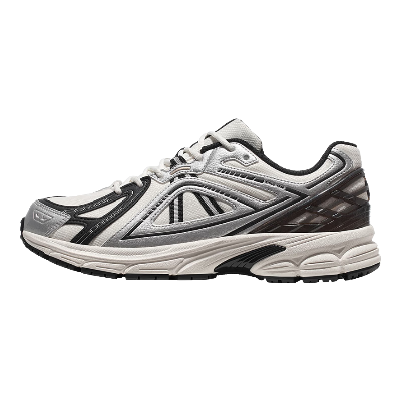 骆驼（CAMEL）复古运动男鞋女鞋全地形跑步休闲慢跑鞋子 7013Q，骆驼白/黑/银，男 40