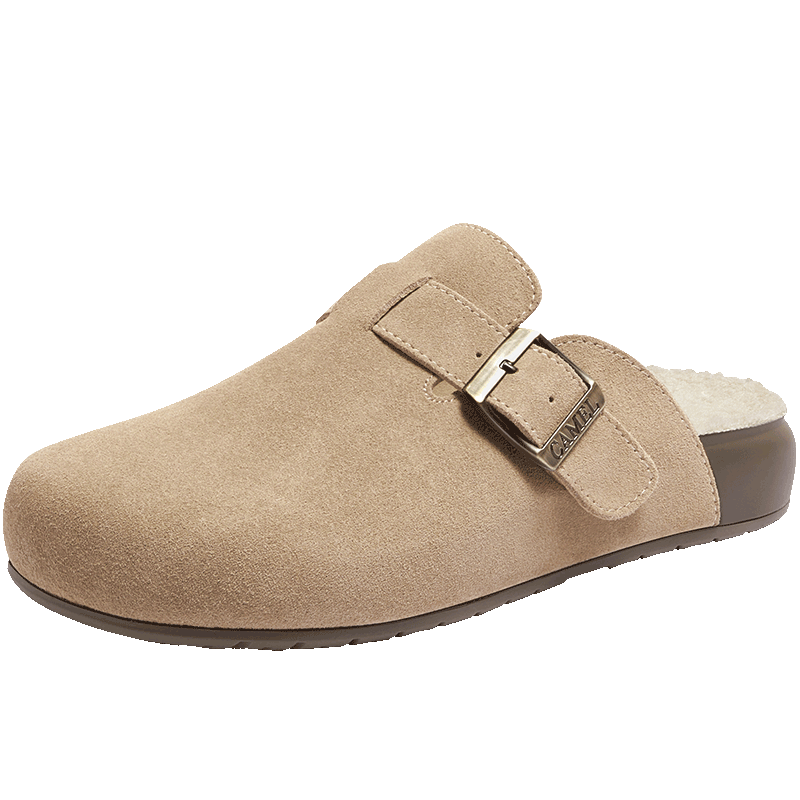 骆驼（CAMEL）松包2代半拖勃肯鞋舒适深口鞋 L25W700099 杏色(半拖绒里) 36