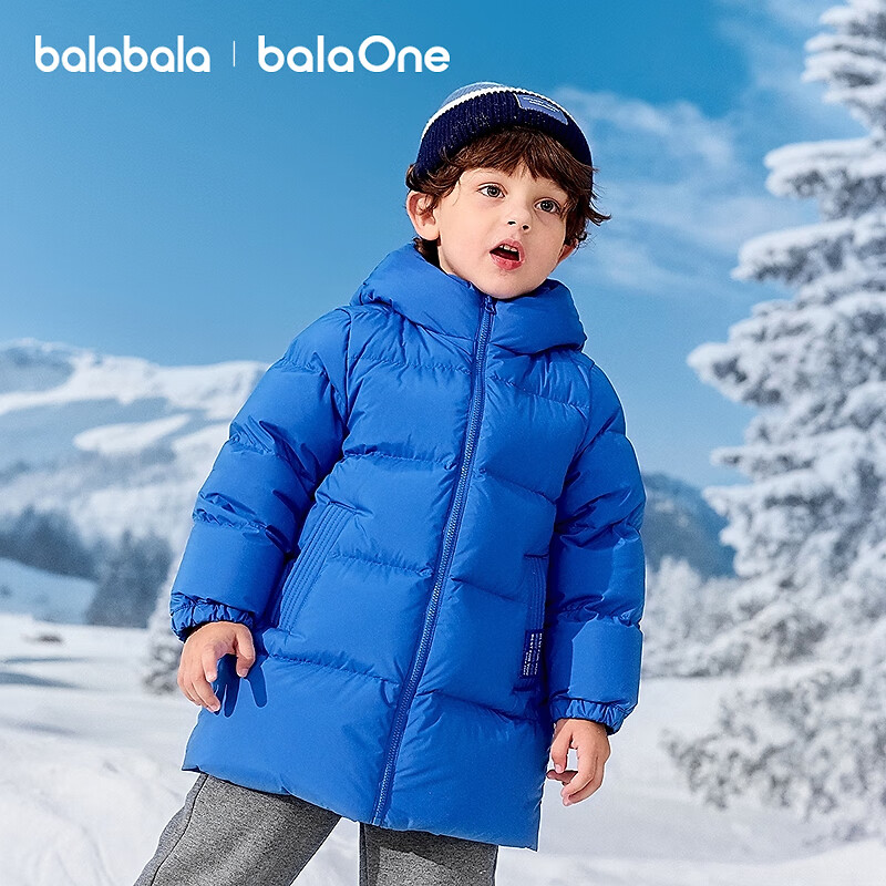 巴拉巴拉童装儿童羽绒服男女童外套2025秋冬装宝宝衣服中长款保暖时尚上衣 中国蓝-番鸭绒-85%绒子【加厚保暖舒适】 110 （充绒量101g）