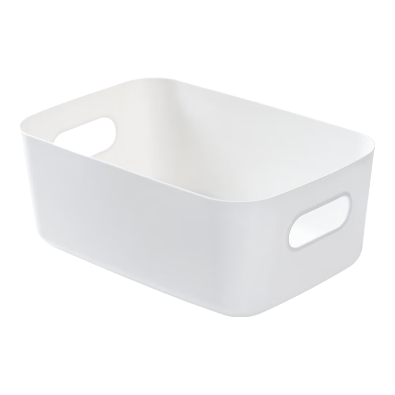 百易特桌面收纳盒化妆品储物盒厨房抽屉杂物塑料盒子长方形整理盒零食筐 桌面收纳盒-白色【5个装】