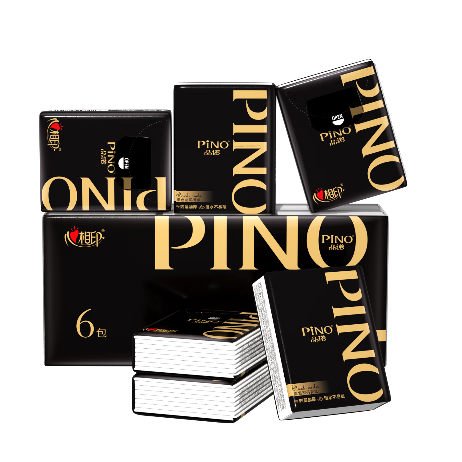 心相印心相印手帕纸品诺黑金香氛约会面巾纸餐巾纸迷你小包纸巾6包装 4层 6片*6包