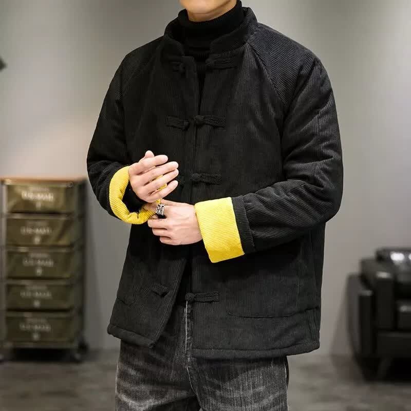 班黛菲 冬季男士夹棉唐装外套中国风复古加厚棉衣中式盘扣古风灯芯绒棉袄 黑色 M怎么样,好用不?