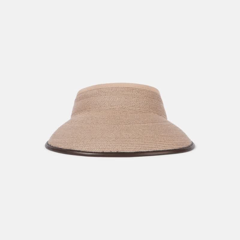 brunello cucinelli【圣诞新年礼物】 皮革边饰酒椰叶纤维遮阳帽 p