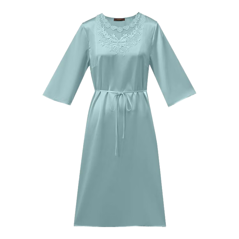 萬(wàn)事利真絲睡裙女夏季新款桑蠶絲家居連衣裙可外穿節(jié)日禮物送女友-花顏