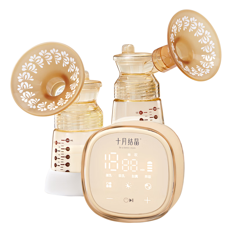 十月结晶电动吸奶器【老爸测评】双边双核母乳全自动吸乳器免手扶 【至臻版】+免手扶随心杯*2