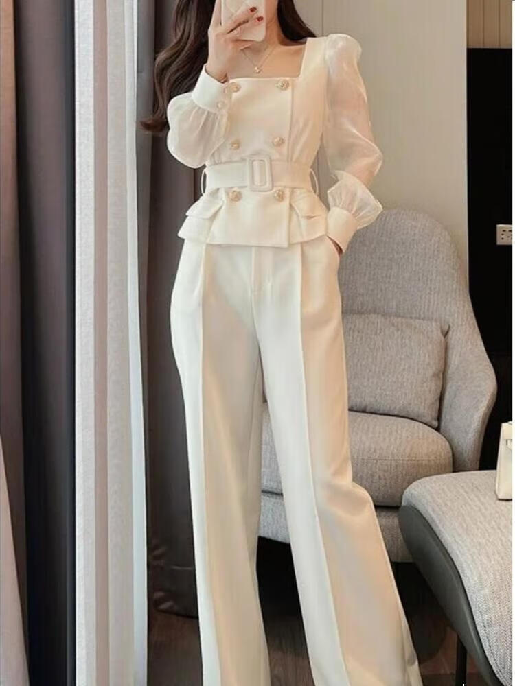芳透时尚女装套装时髦洋气款女人味小个子西装女年秋冬气质女神范 上衣+裤子 S  75-95斤