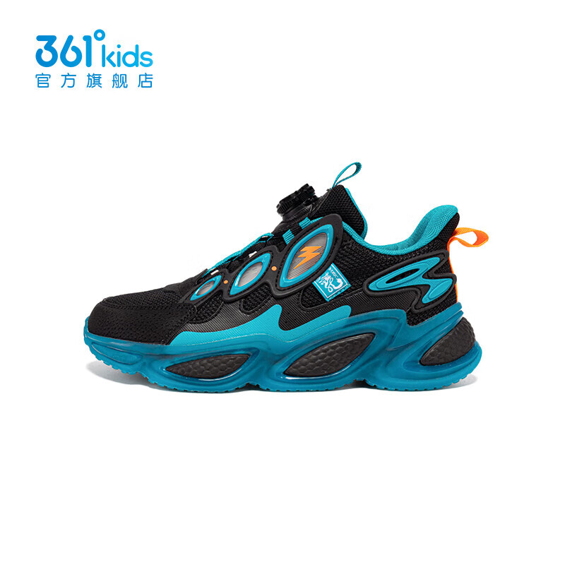 361°【商城同款】童鞋男童休闲鞋年春季新款中大童运动鞋 碳黑/水鸭青/电光橙色 34