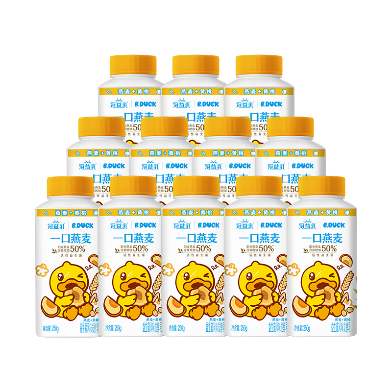 蒙牛（MENGNIU）冠益乳活性益生菌低温酸奶燕麦黄桃味250g*12瓶