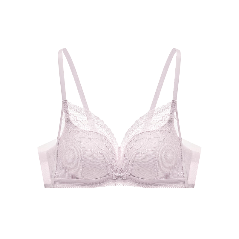 曼妮芬性感聚攏無(wú)鋼圈文胸女士舒適蕾絲內(nèi)衣軟支撐胸罩 090 紫色 85B