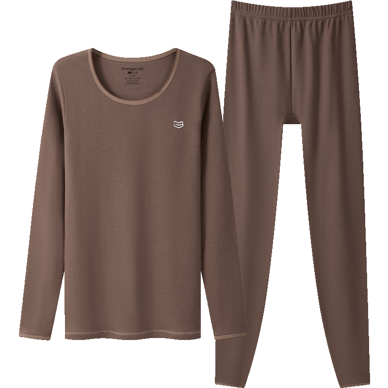 三槍秋衣秋褲女[原紗抗菌]全棉透氣圓領(lǐng)保暖內衣抗靜電厚棉毛衫套裝