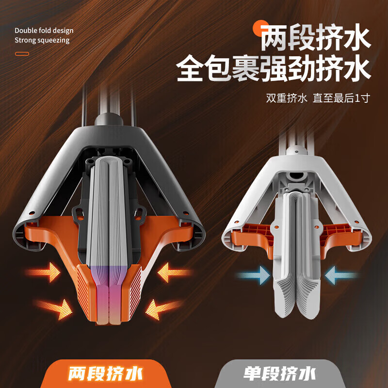 佳帮手海绵拖把家用一拖净免手洗2025懒人拖地神器吸水刮拖一体胶棉墩布 【4重挤水】38cm双头+卡座+桶