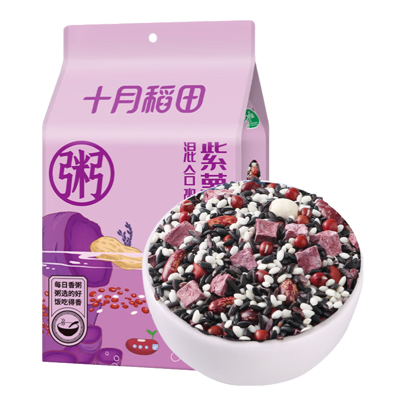 十月稻田 紫薯黑米粥 2斤（五谷杂粮 花生米 红豆 紫米 紫薯等 大米伴侣）